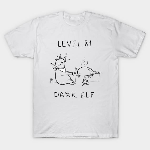 Level 81 Dark Elf white ($ for SilverCord-VR) T-Shirt by droganaida